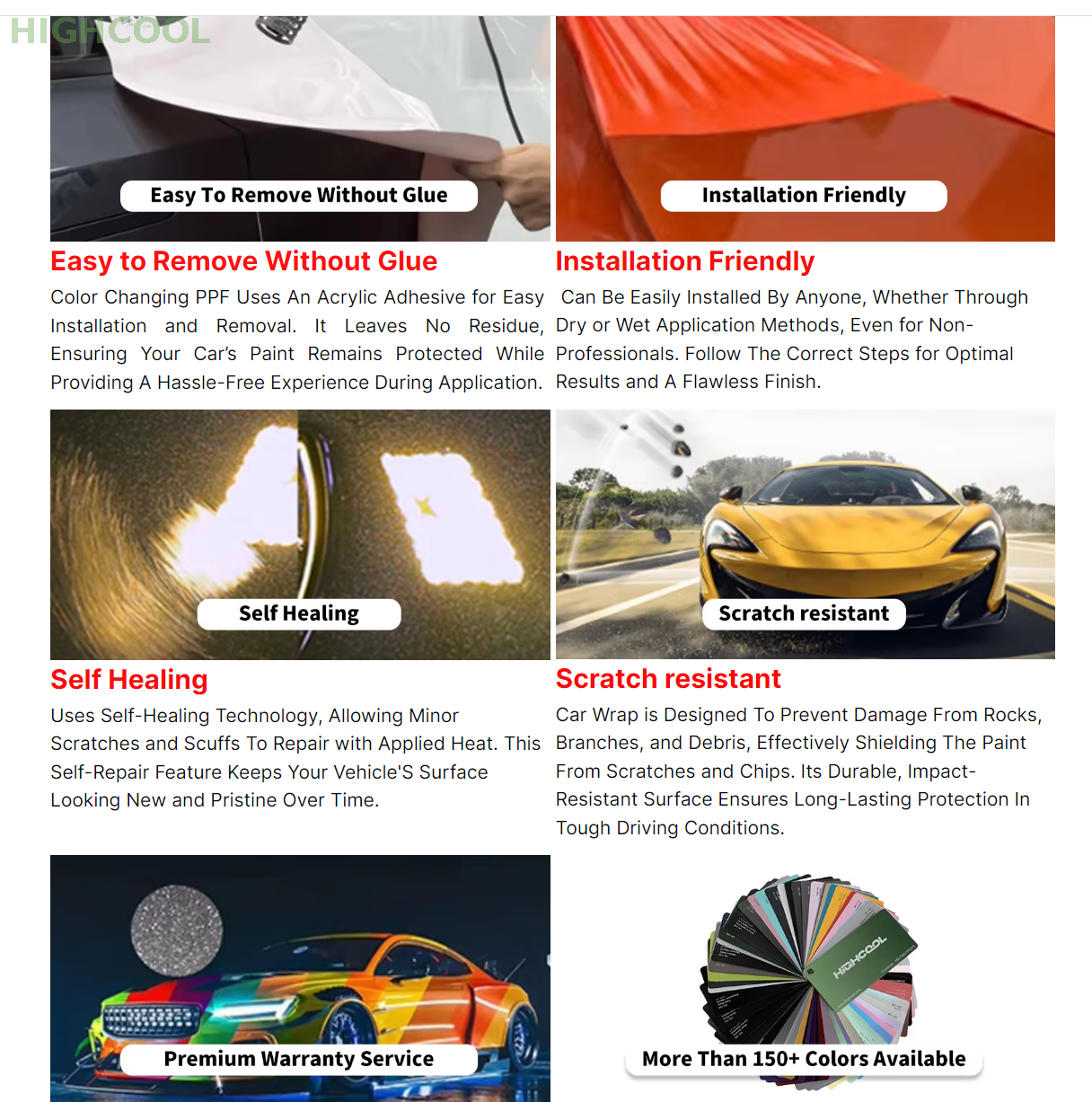 USA Quality Self Healing Car Wrapping Wrap Films