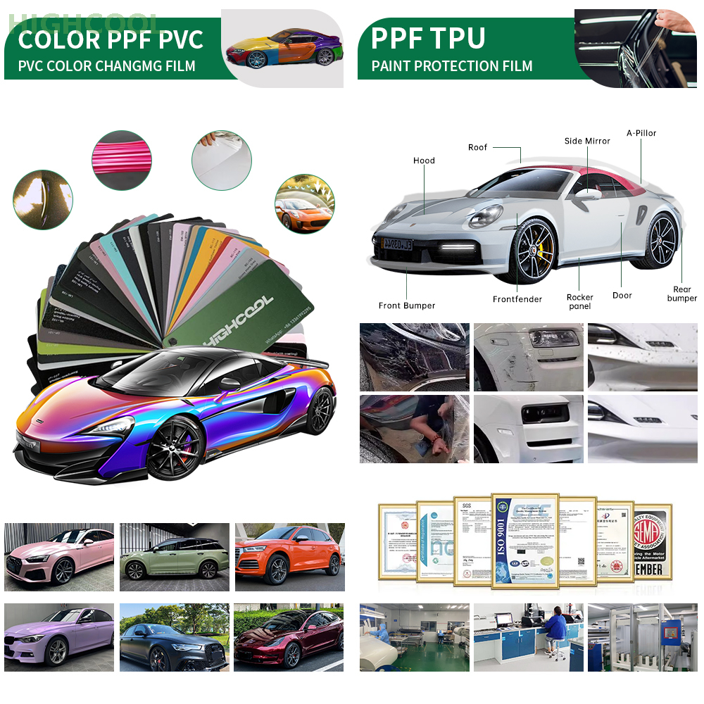 HIGHCOOL Factory Price Full Body High Quality Self Healing Matte Gloss Color PPF TPU Paint Protection Film for Car